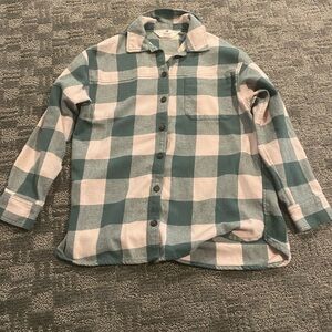 H&M girls green and white flannel